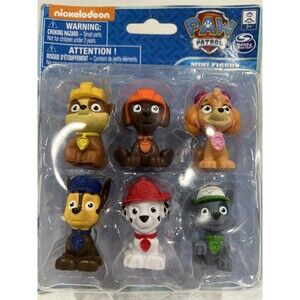 Paw Patrol Mini Figures Toy Set of 6 - Rocky Zuma Skye Rubble Marshall Chase